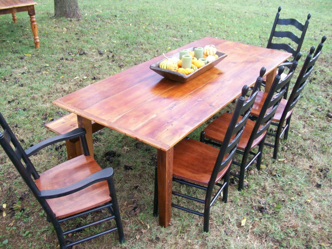 7′ foot table with taper legs & drawer | Furniture From The Barn