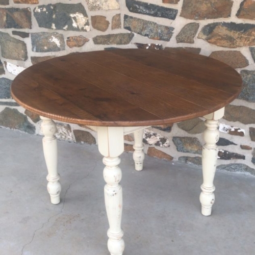 Round table with turn legs, Rustic round table
