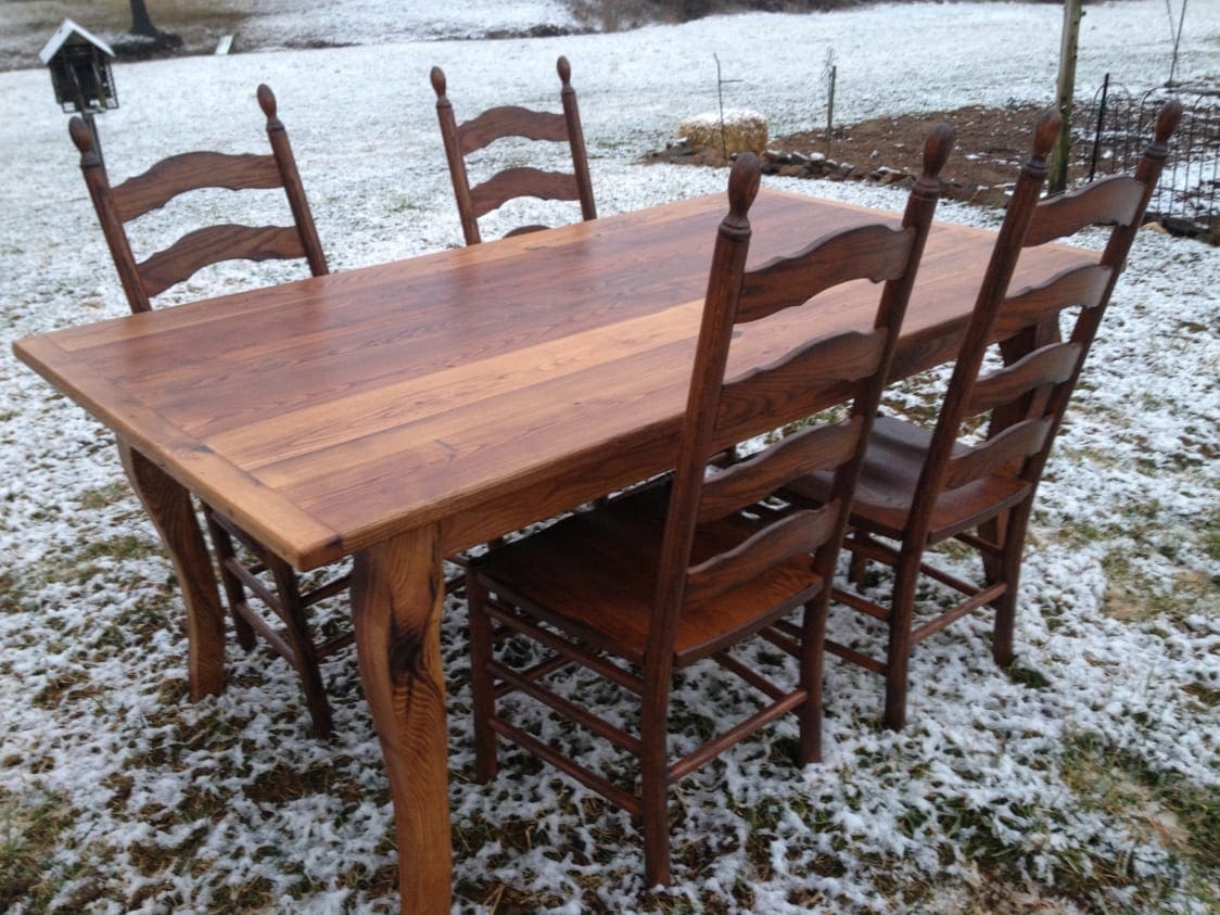 9 chestnut with ladderback chairs