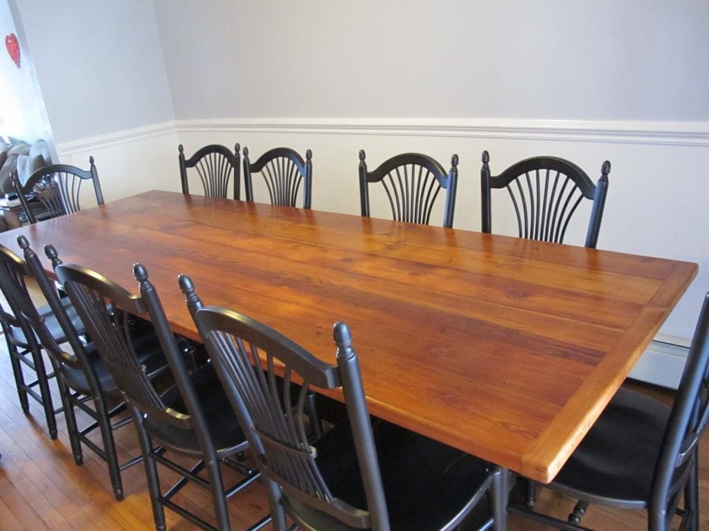 Fir trestle table with shefback chairs