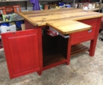 Island with mixer shelf in bright red
