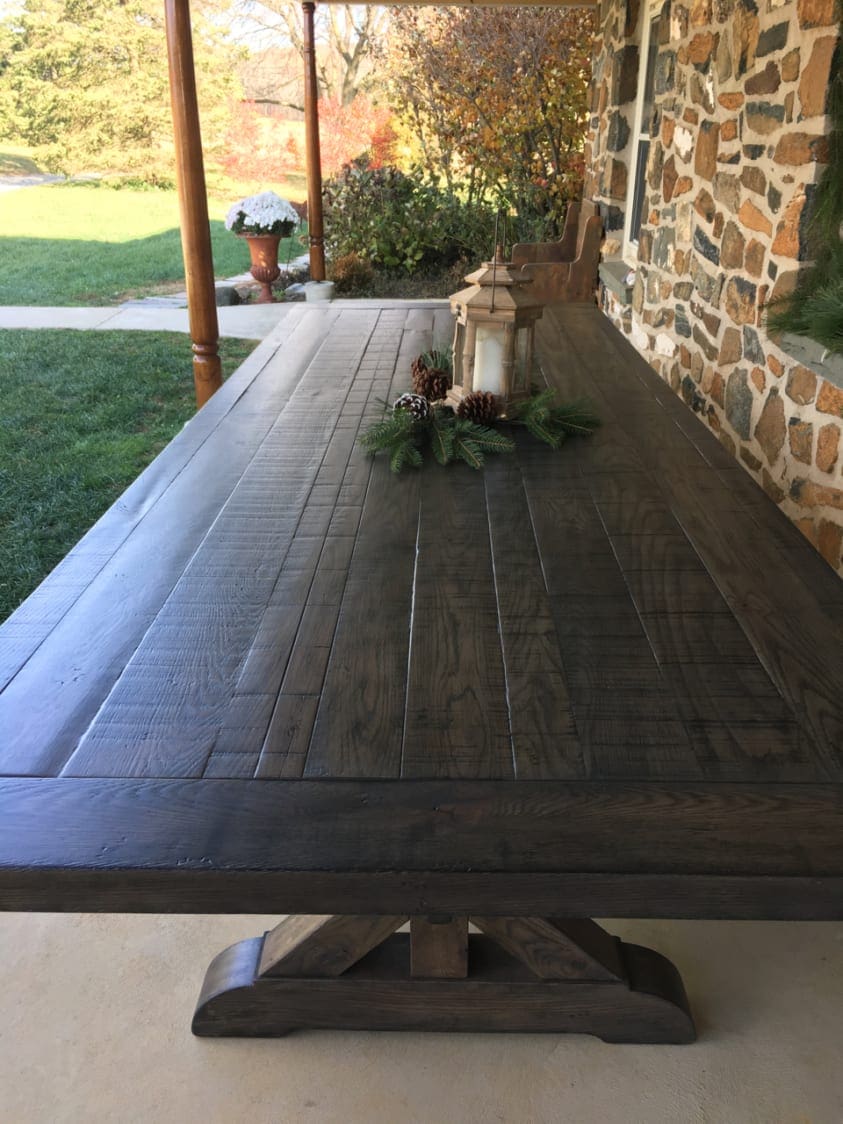 Gray trestle table