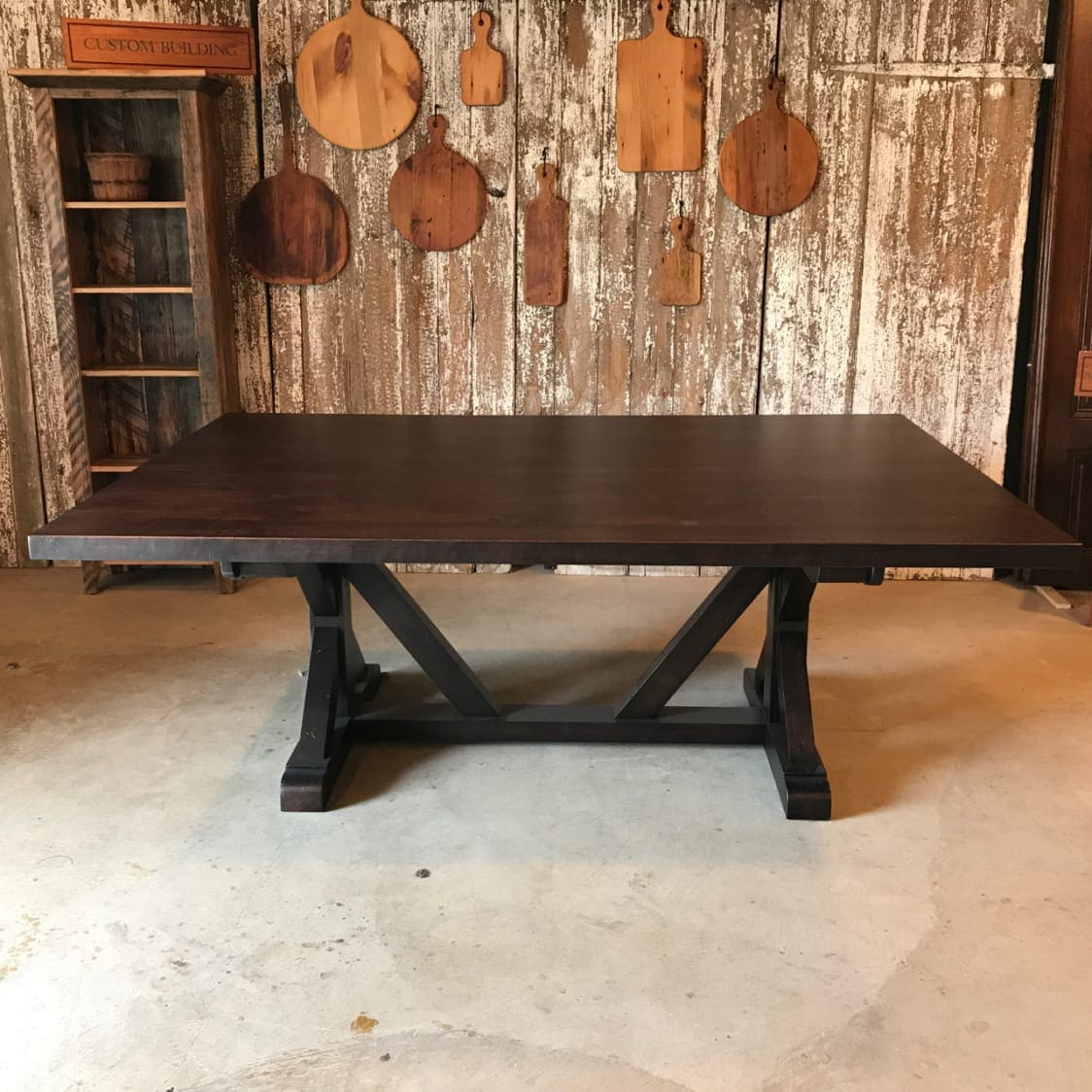 Dark Maple Table, Trestle Table