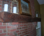 Oak mantle with brick