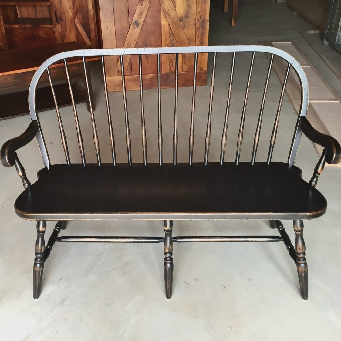 New England Windsor Bench, Bench Seat, Black Bench
