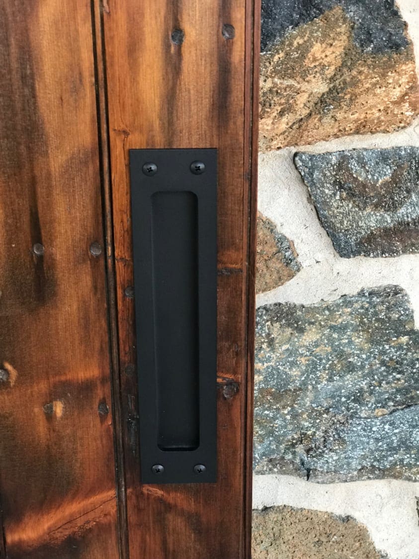 recessed pull, rustic barn door