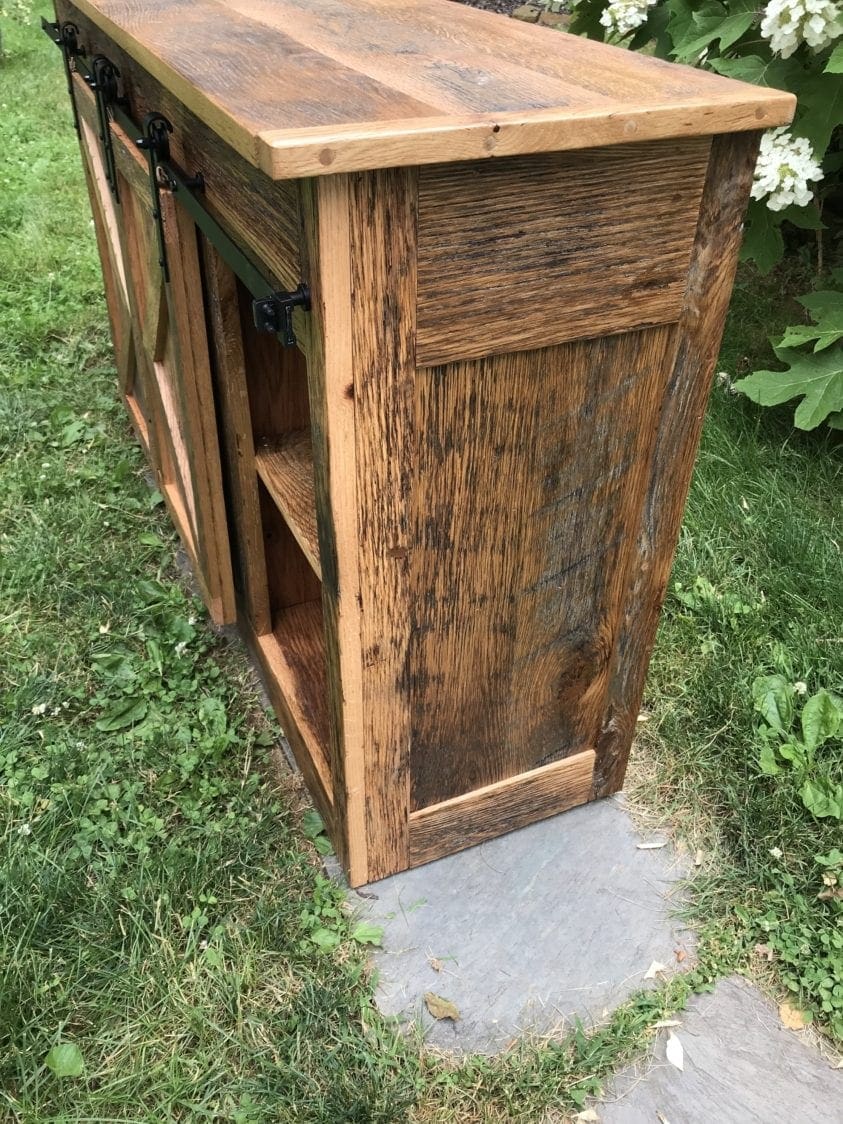 barn door cabinet, wood cabinet