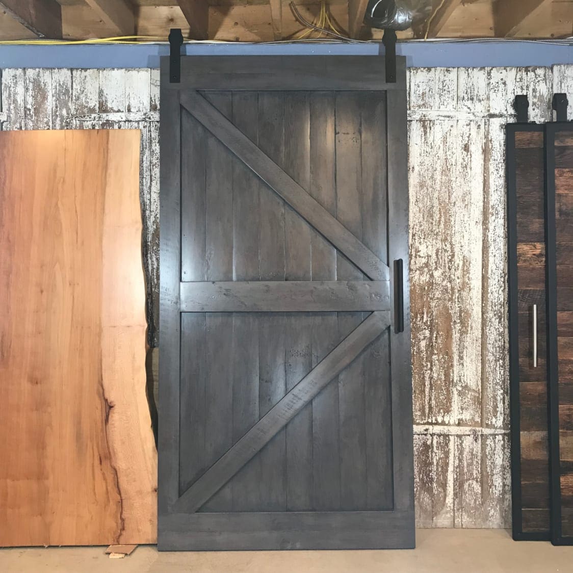 barn door, gray barn door, arrow design barn door