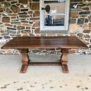 Oak double pedestal table made in reclaimed oak table, wood table