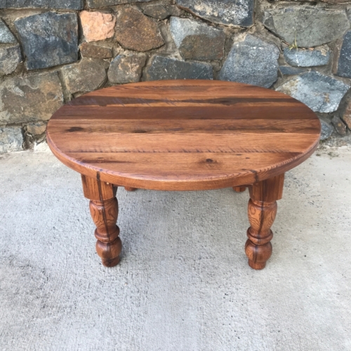 Round coffee table, rustic oak table