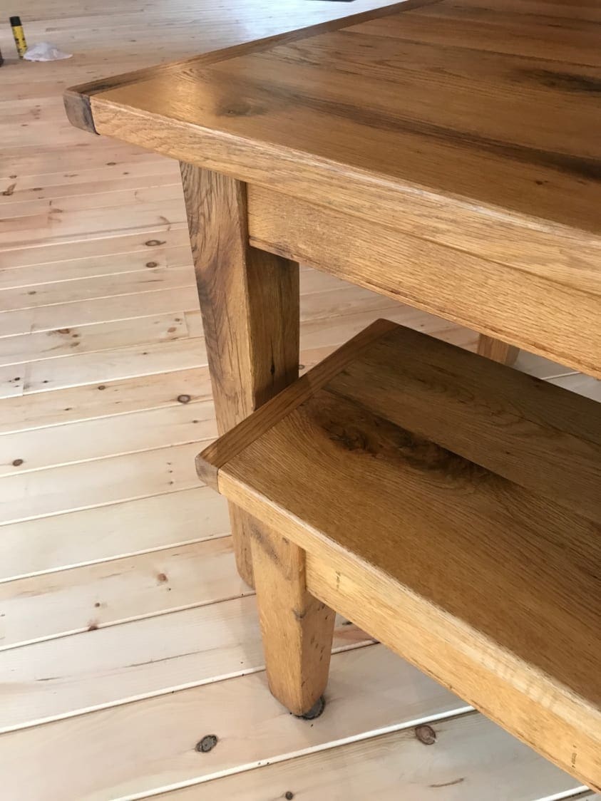 oak table, table with tapper legs