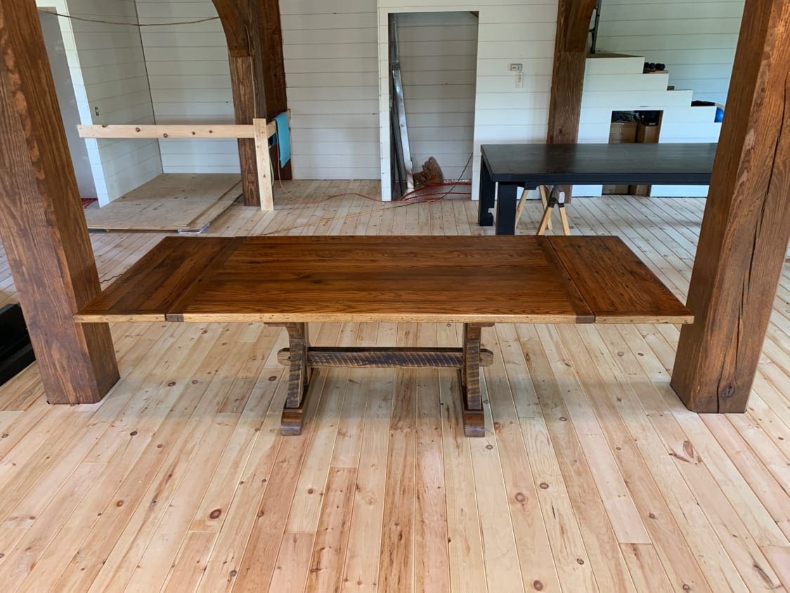 Rustic oak trestle table