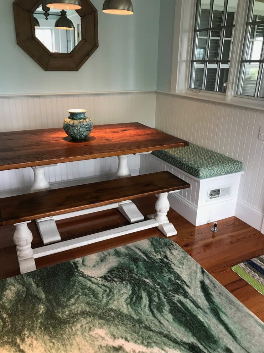 vase table, oak table, double pedestal table