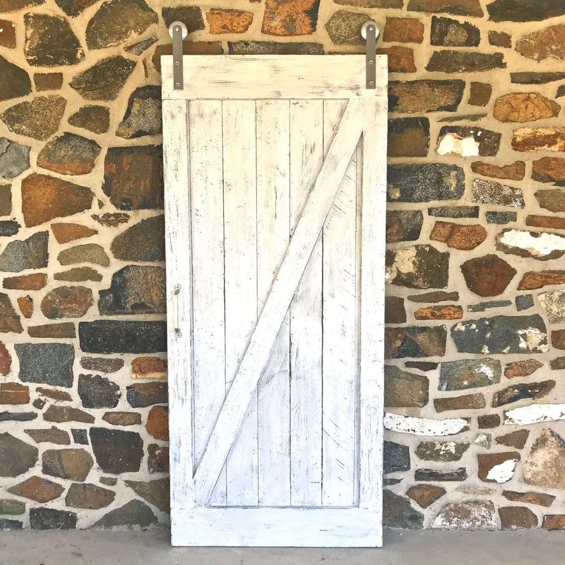 distressed white barn door