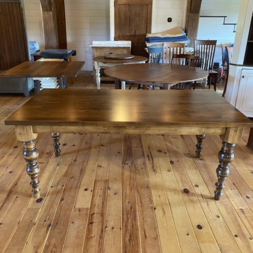 A unique "turn" on the Farmhouse table with Caroline turned legs.