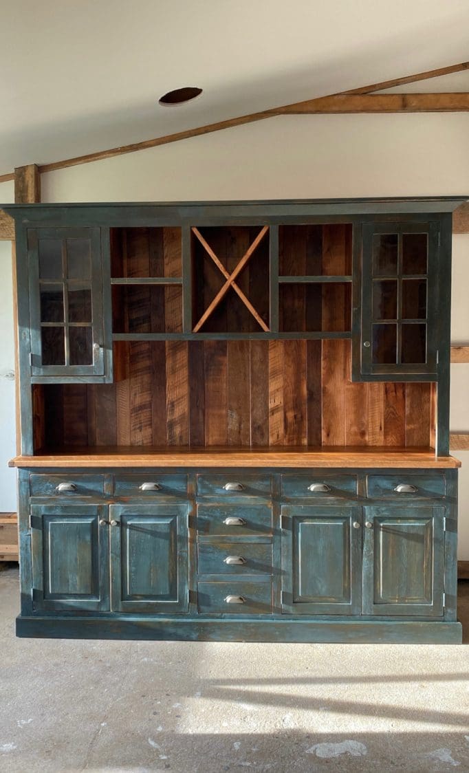 Large hutch with a touch of rustic will add warmth to your dining room