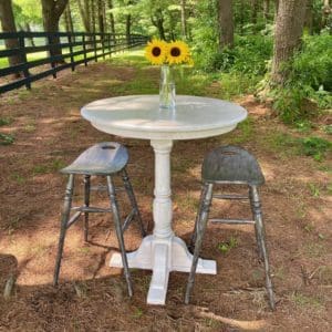 Bistro Table with saddle stools