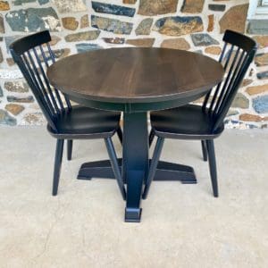 Round pedestal table with gray top