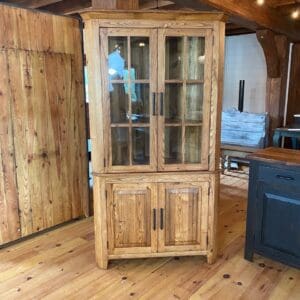 reclaimed wood corner cabinet